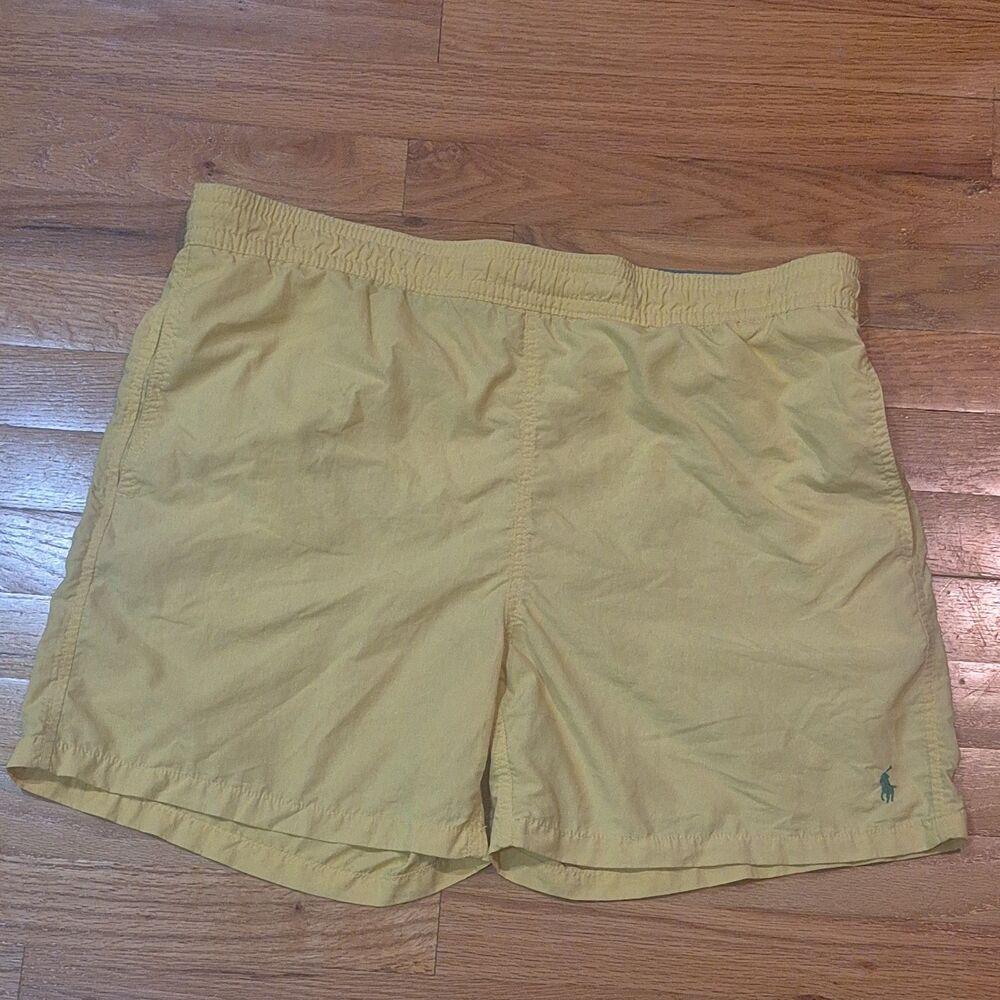 Polo Ralph Lauren Swim Trunks Mens Medium Yellow Green Pony Mesh Lined